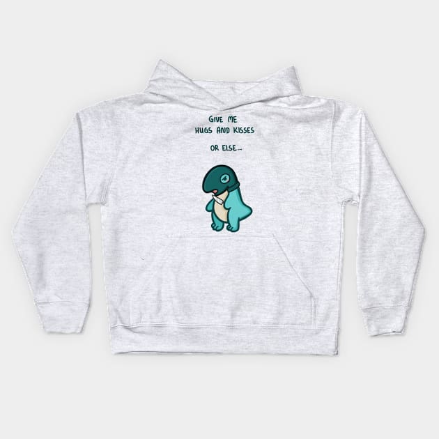 Love Robbery, T-Rex, Dino, Dinosaur Kids Hoodie by hugadino